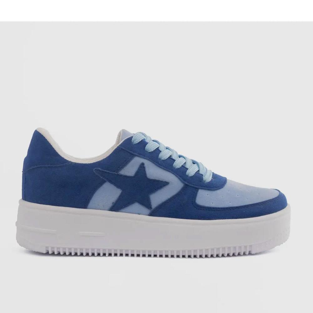 NEW MAKER'S women's lace up platform sneakers in blue